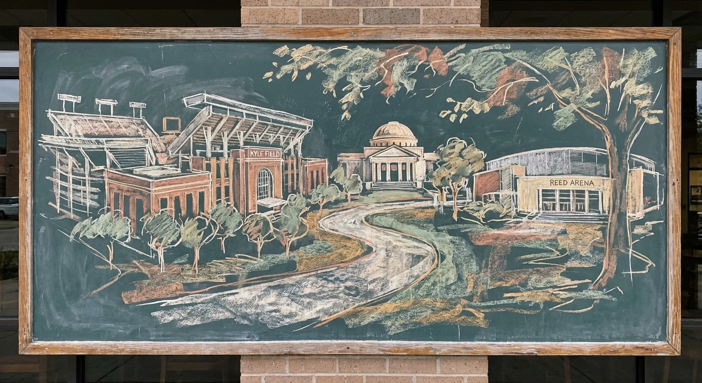 Texas A&M University area chalk illustration