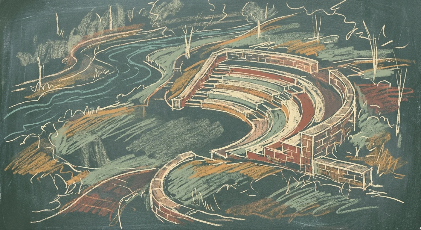 Wolf Pen Creek District chalk illustration